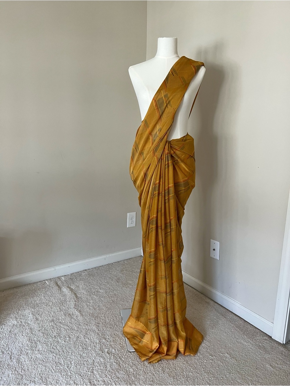 Vintage Yellow Abstract Saree